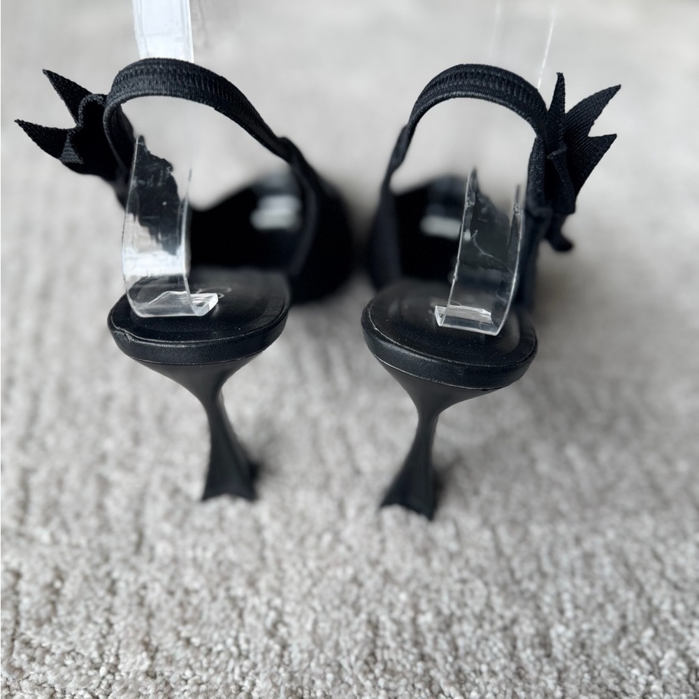 New Cosy Island EverLush Black Bowknot Pointed Toe Heeled Slingback Size 10 - Picture 9 of 12